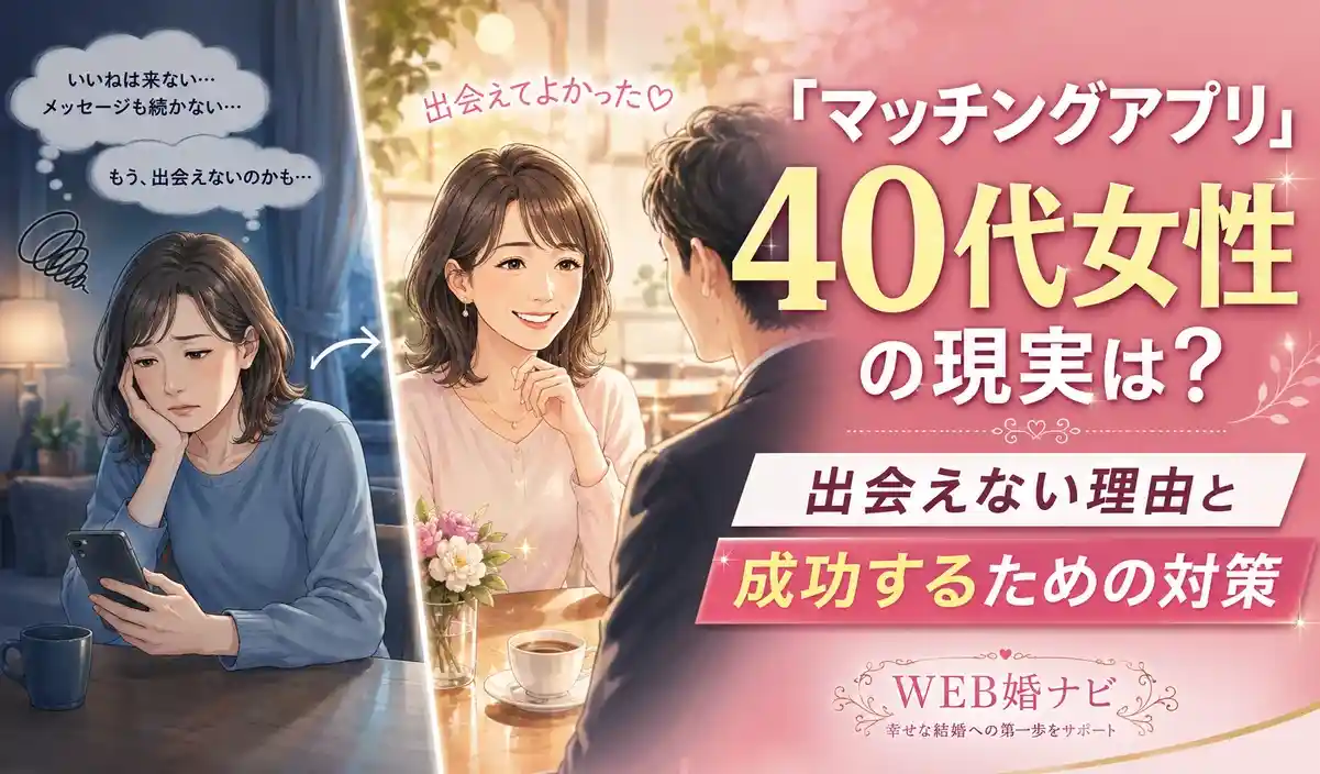 「マッチングアプリ」40代女性の現実は？出会えない理由と成功するための対策