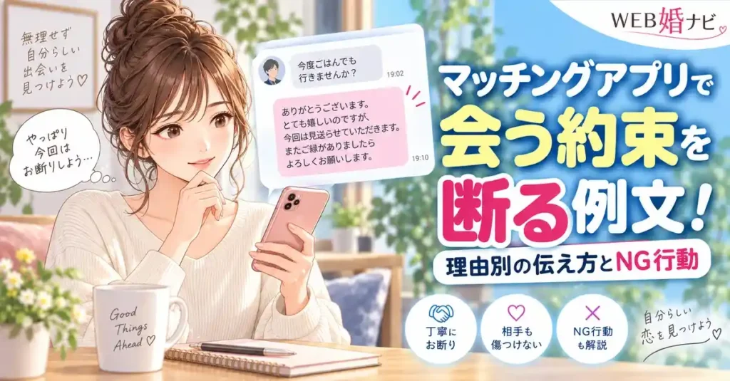マッチングアプリで会う約束を断る例文！理由別の伝え方とNG行動