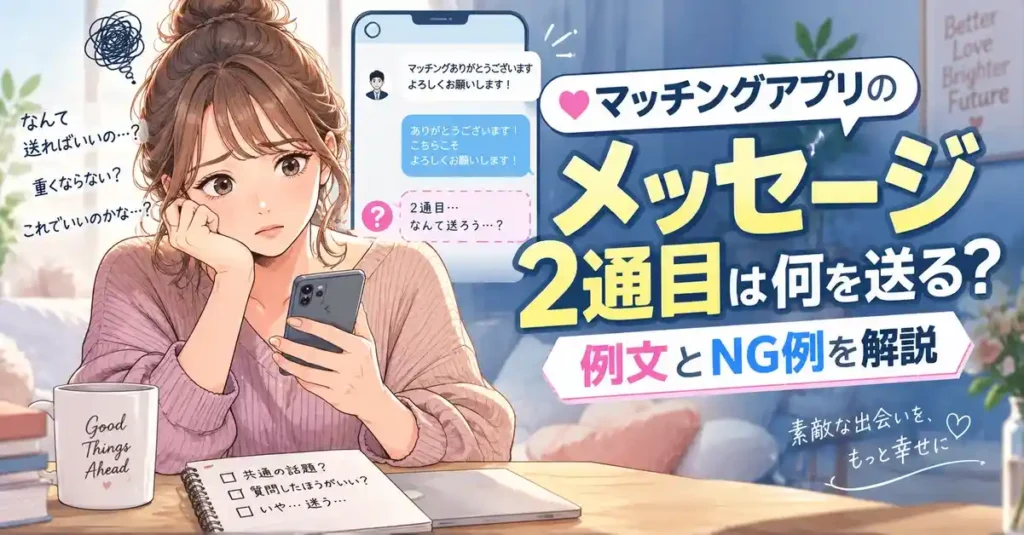 マッチングアプリのメッセージ2通目は何を送る？例文とNG例を解説